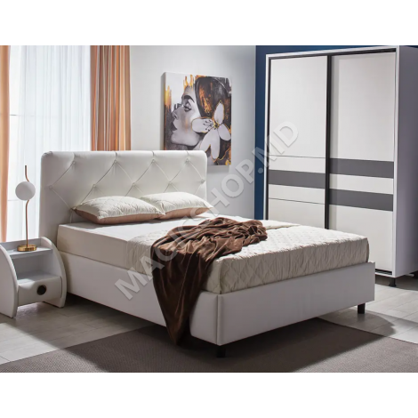 Кровать Ambianta Cristal 160x200 см, Белый, Бежевый, Серый, Коричневый, Фунго