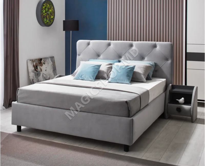 Кровать Ambianta Cristal 160x200 см, Белый, Бежевый, Серый, Коричневый, Фунго