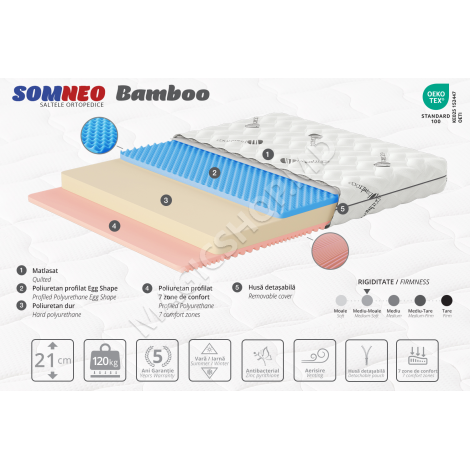 Матрас Ambianta SOMNEO Bamboo 180x190x21 см