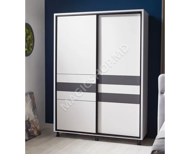 Гардероб Ambianta Cristal 120x224x58 см, Белый, Фунго