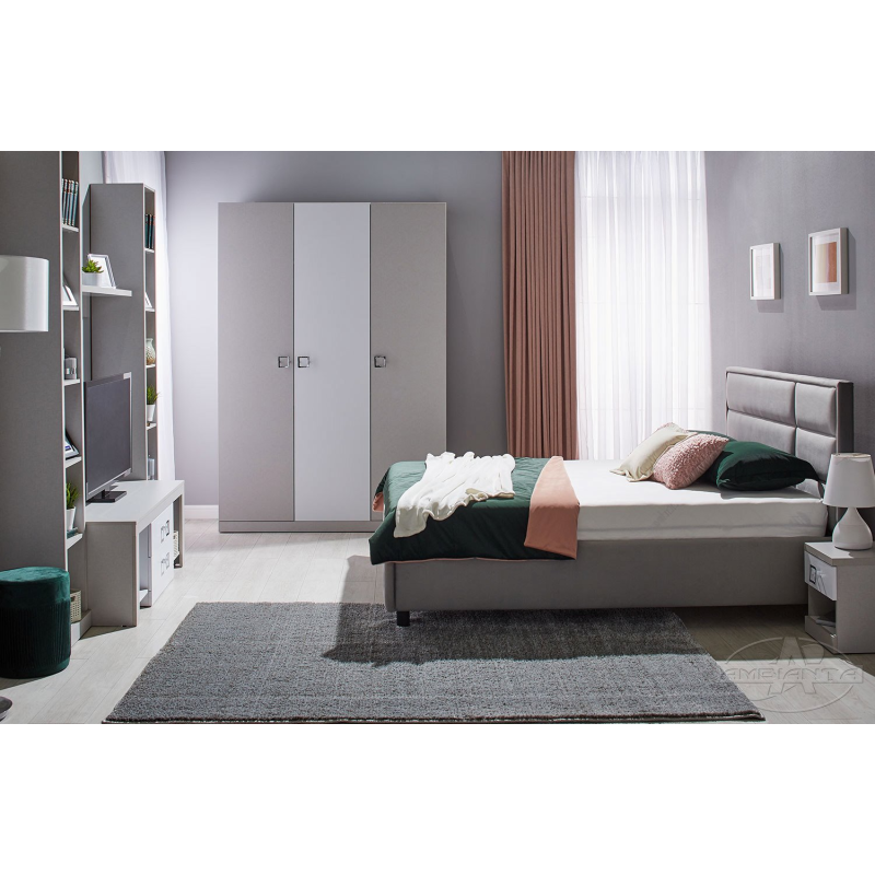 Set dormitor Ambianta Amigo Gri 1.6m + saltea