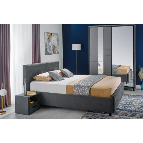 Set dormitor Ambianta Rio Grafit (Pat 1,4 m) + saltea
