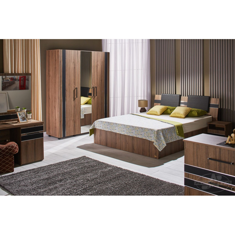 Set dormitor Ambianta Fenix Wenge (Pat 1,6 m) + saltea