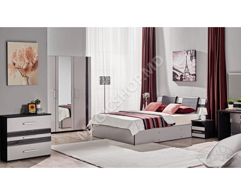 Набор для спальни Ambianta Fenix Гасиенда серый (кровать 1,4 м)