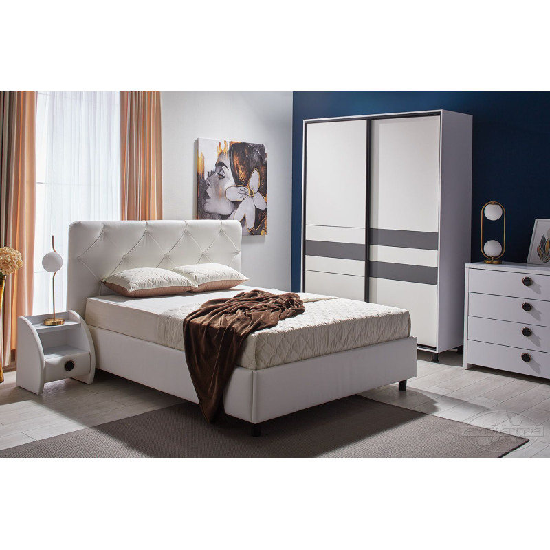 Set dormitor Ambianta Cristal Alb (Pat 1,8 m)
