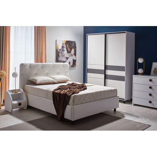Set dormitor Ambianta Cristal Alb (Pat 1,6 m)