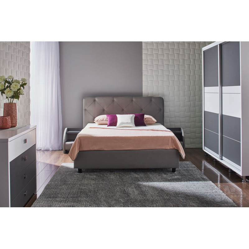 Set dormitor Ambianta Cristal Gri (Pat 1,4 m)