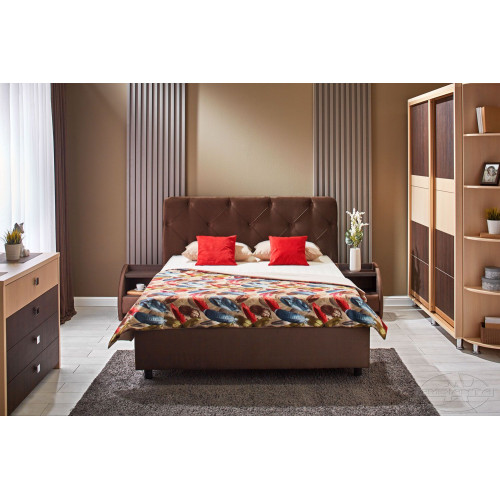 Set dormitor Ambianta Cristal Sonoma inchis (Pat 1,4 m)