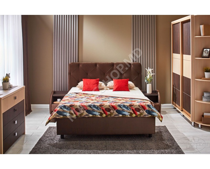 Set dormitor Ambianta Cristal Sonoma inchis (Pat 1,4 m)