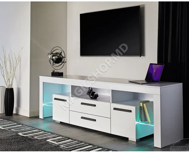 Комод Ambianta TV CITY 2.00 m Alb/Grafit