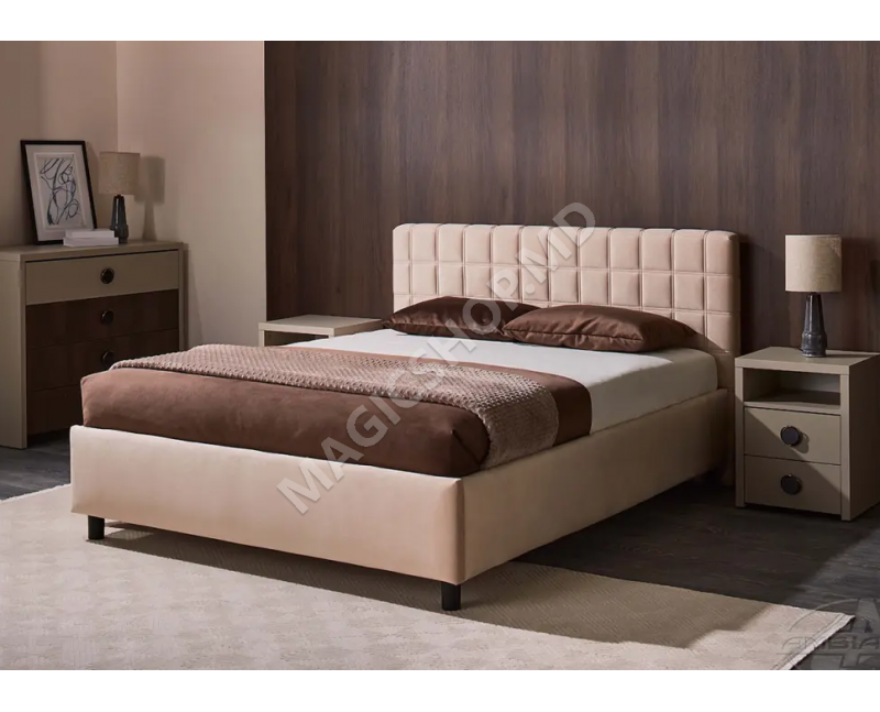 Кровать Ambianta Coral 140x200 см, серый, бежевый, черный