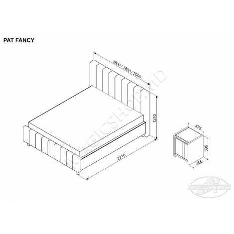Кровать Ambianta FANCY Зеленый 140/160/180cm
