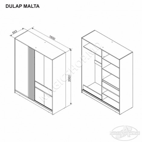 Dulap Ambianta MALTA 1.6m, Nuc-Fungo