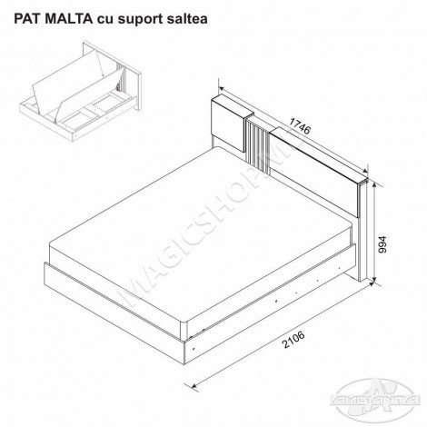 Кровать Ambianta MALTA, с опорой, Nucc-Fuhgo 160x200 cm