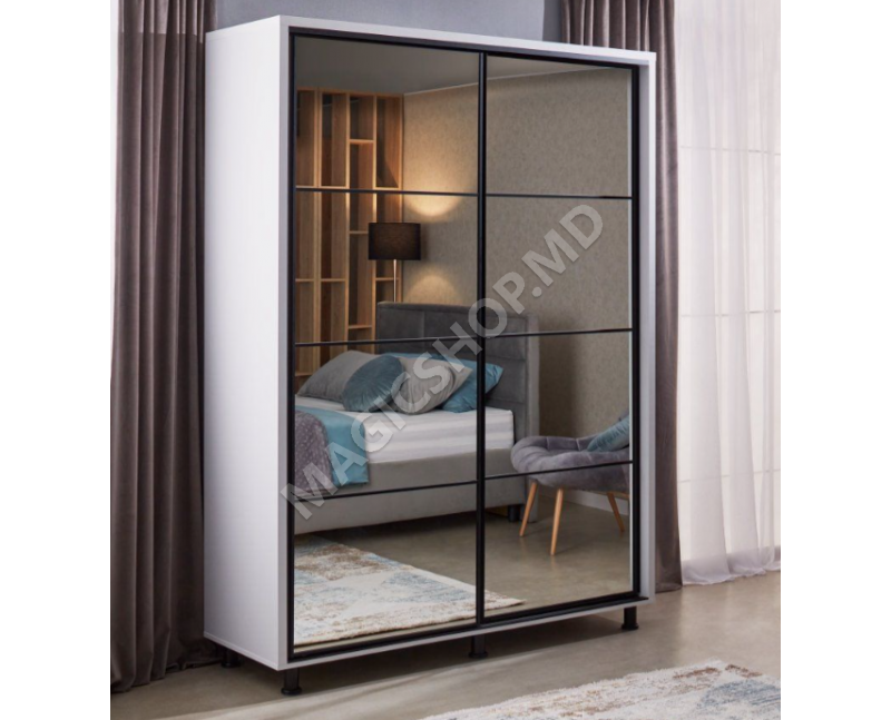 Dulap Ambianta TORINO 200x224x58 cm Alb; Grafit; Sonoma inchis