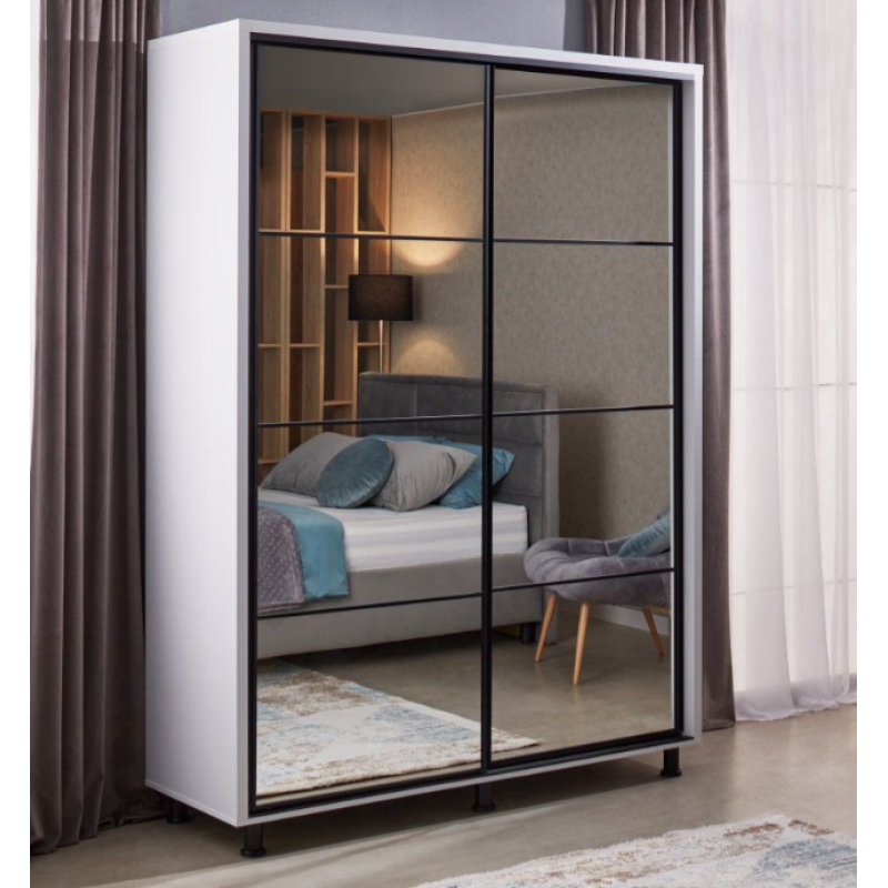Dulap Ambianta TORINO 200x224x58 cm Alb; Grafit; Sonoma inchis