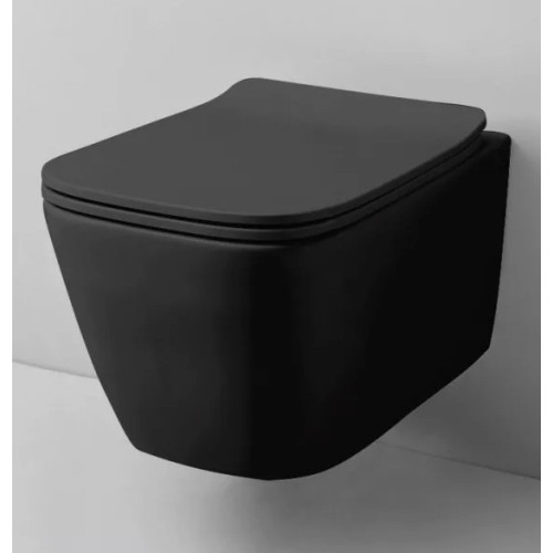 Vas WC suspendat, ROMSTAL SQUARE, cu capac SOFT CLOSE, negru mat