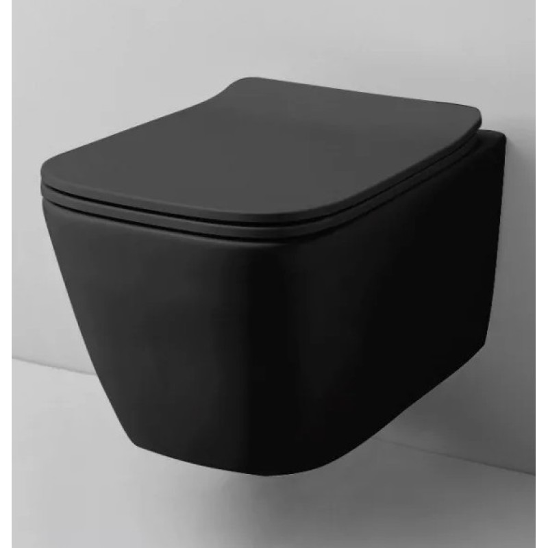 Vas WC suspendat, ROMSTAL SQUARE, cu capac SOFT CLOSE, negru mat