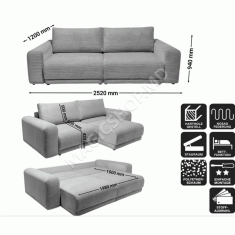 Canapea Crinela PLAINE (Coltar)