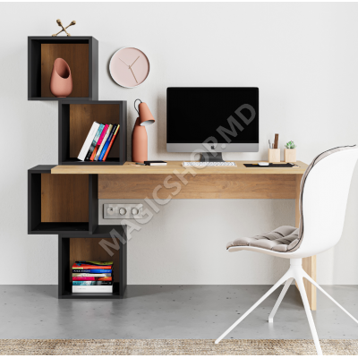 Masă de scris BALANCE, oak/ silky black