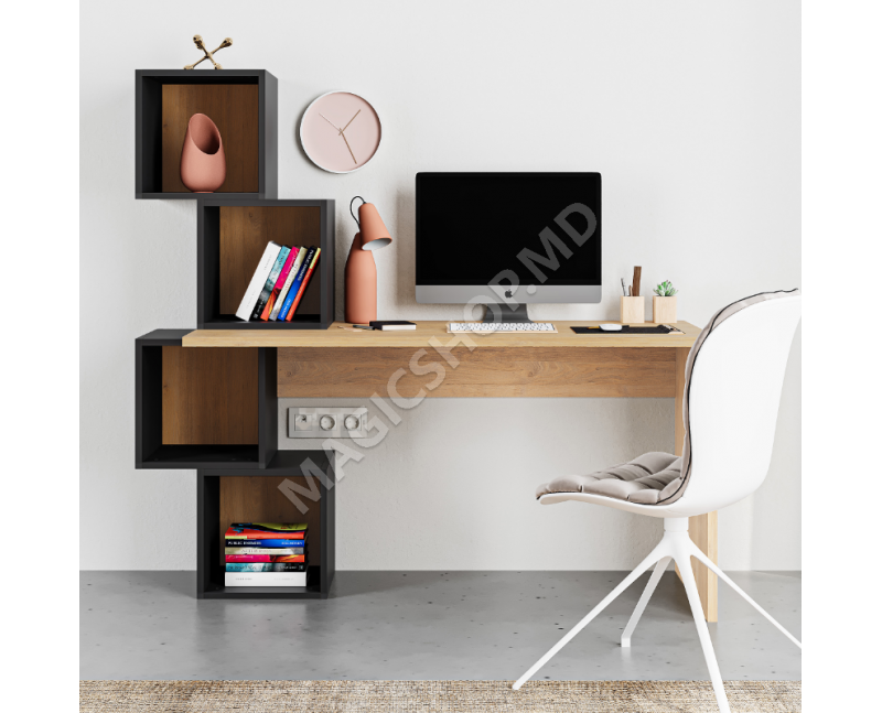 Masă de scris BALANCE, oak/ silky black