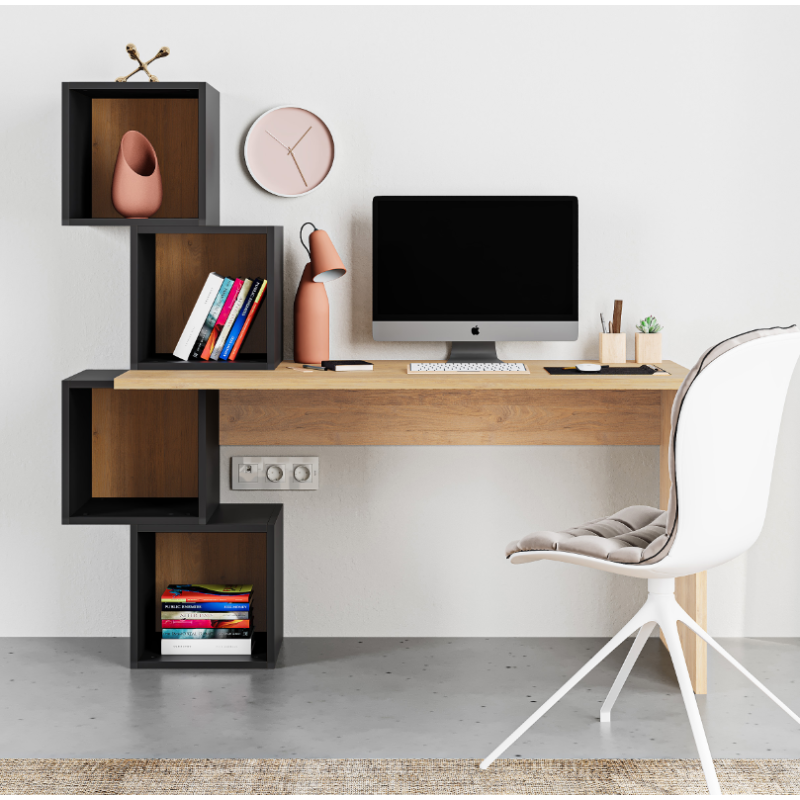 Masă de scris BALANCE, oak/ silky black