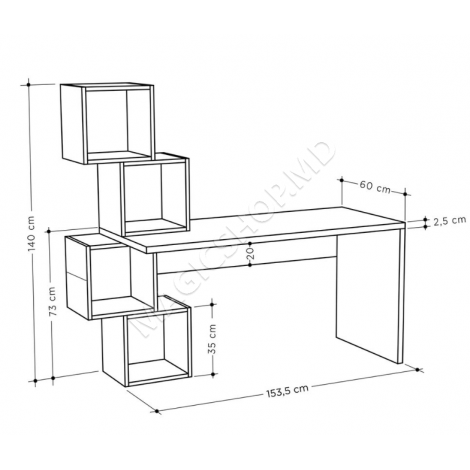Masă de scris BALANCE, oak/ silky black