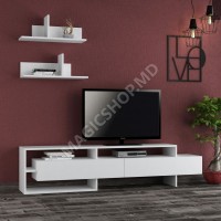 Comoda GARA TV cu 2 polițe, albă, antracit, mocha