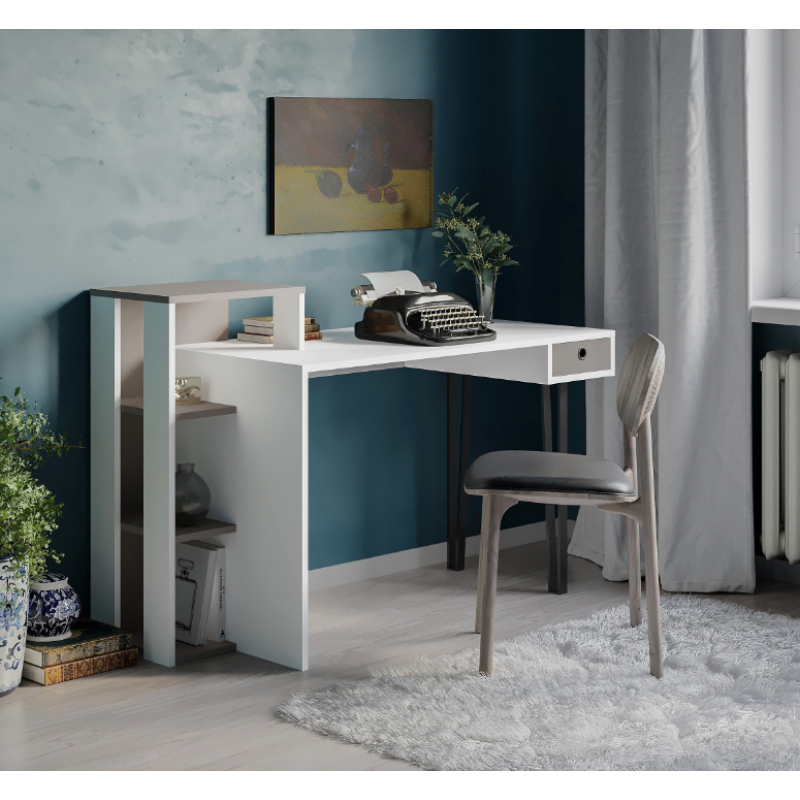 Masă de scris LOYD, alb/ light mocha