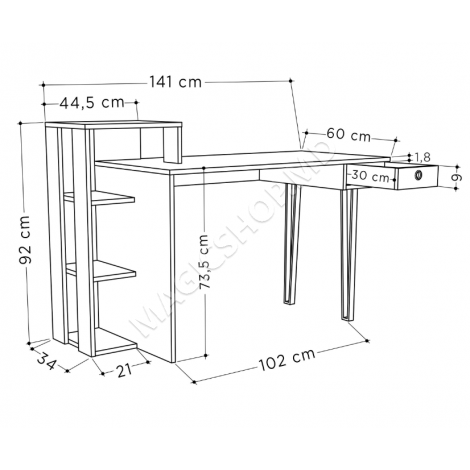 Masă de scris LOYD, alb/ light mocha