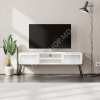 Comoda / Consola NAIVE TV, alb; stejar