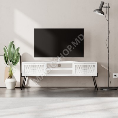 Comoda / Consola NAIVE TV, alb; stejar