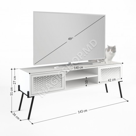 Comoda / Consola NAIVE TV, alb; stejar
