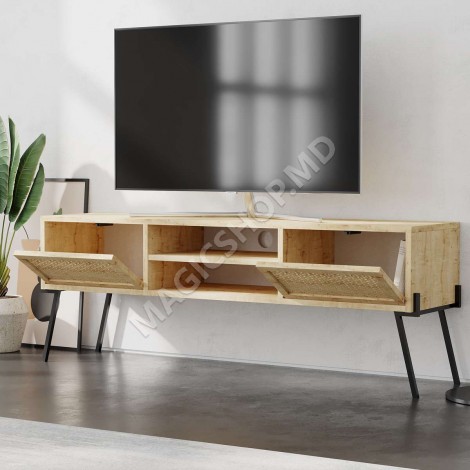 Comoda / Consola NAIVE TV, alb; stejar