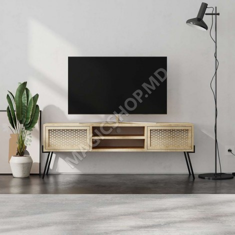 Comoda / Consola NAIVE TV, alb; stejar