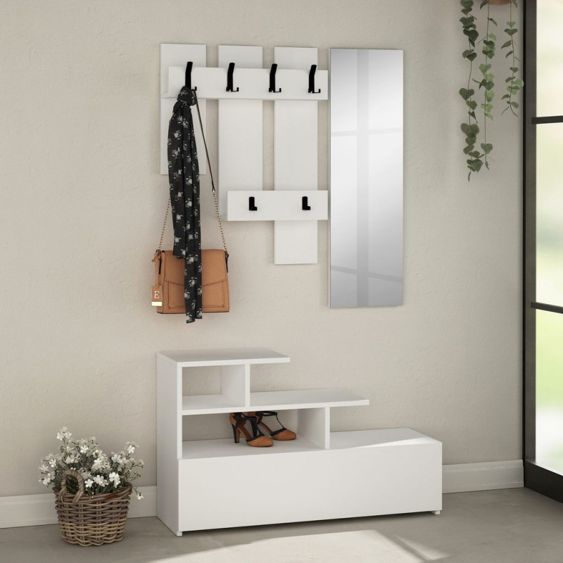 Mobilier antreu - Set pantofar cu oglindă și cuier VESTY
