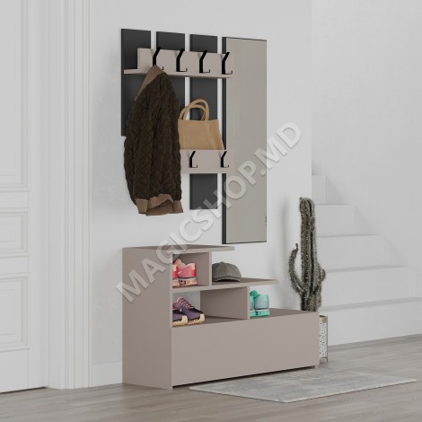 Mobilier antreu - Set pantofar cu oglindă și cuier VESTY Mobilier antreu - Set pantofar cu oglindă și cuier VESTY