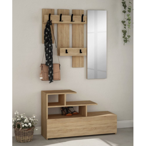 Mobilier antreu - Set pantofar cu oglindă și cuier VESTY