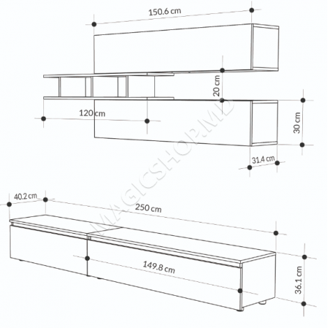 Комод для телевизора VENUS TV Stand, antracit/ retro grey